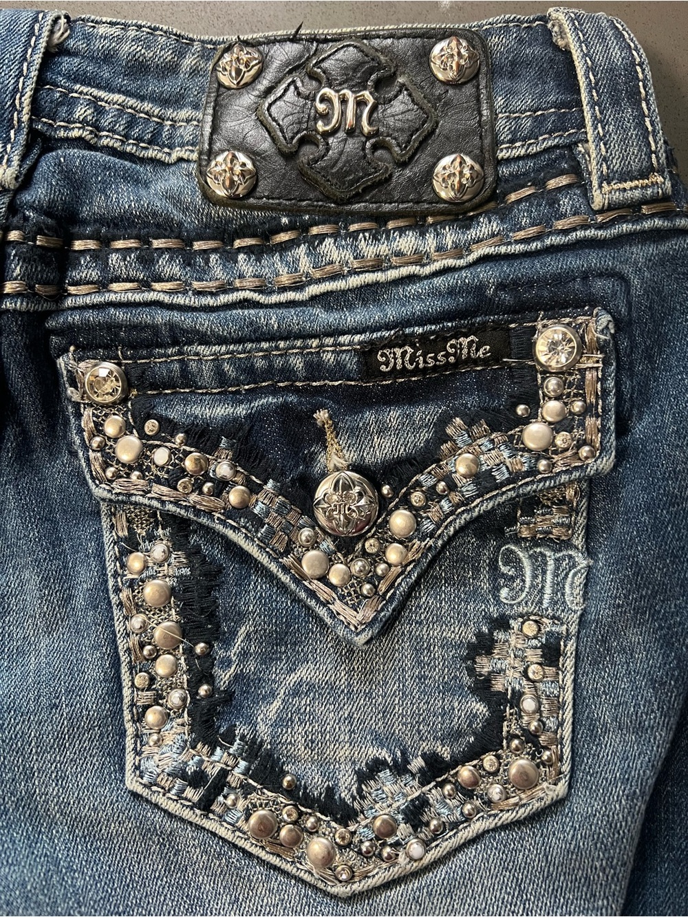 B-9-6 Miss Me Blue Embellished Jeans